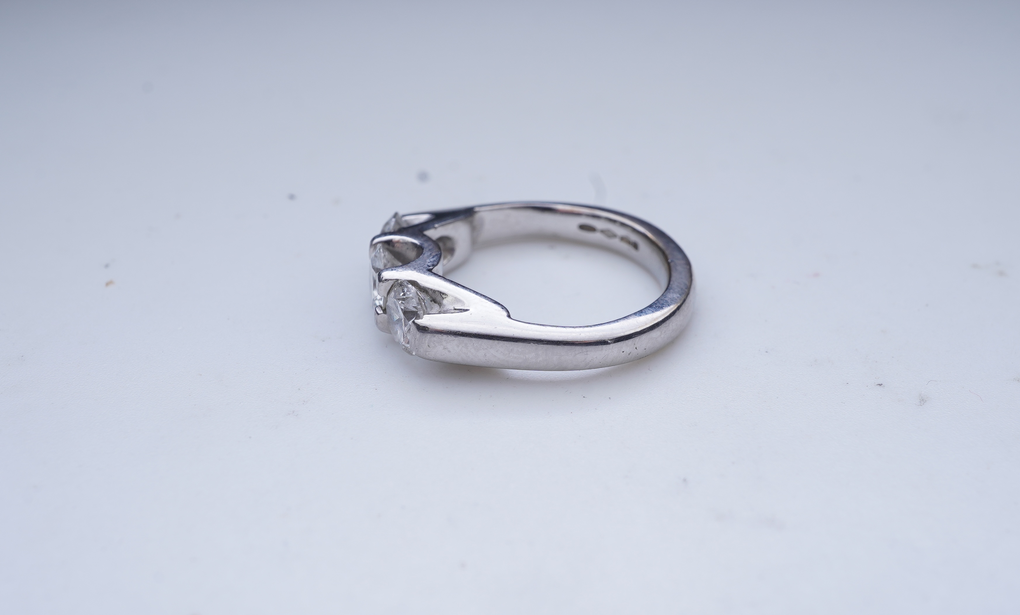 A three-stone diamond ring